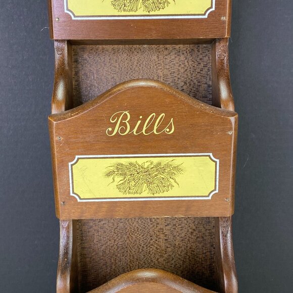 Vintage Retro Wood Wall Mount Letters Bills Misc Key Hook Organizer - Picture 3 of 12
